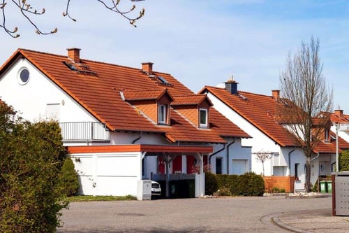 brown tile roofed houses