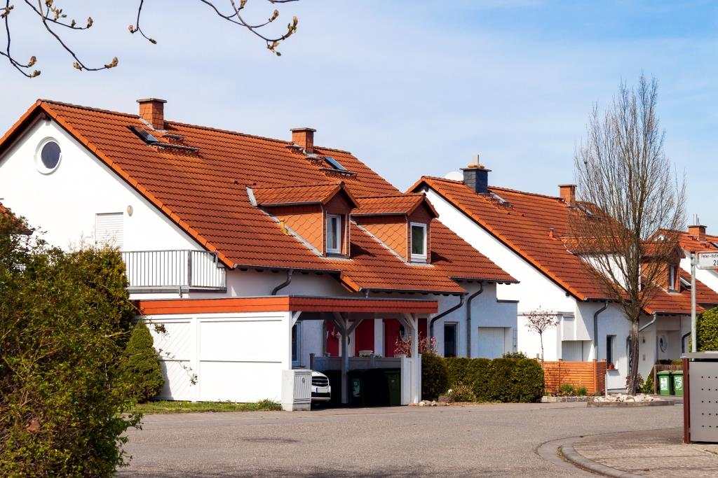 brown tile roofed houses