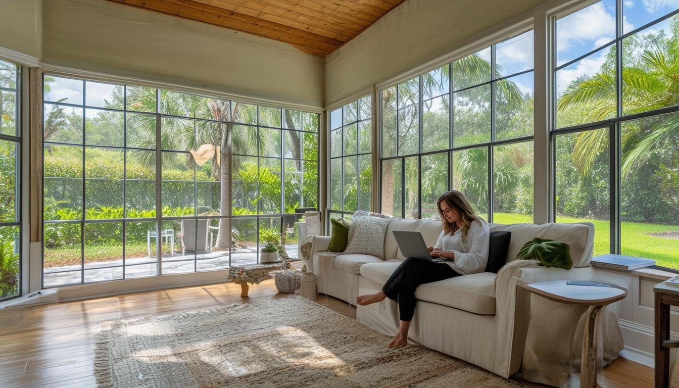 Hurricane impact windows installed on a modern Florida home.
