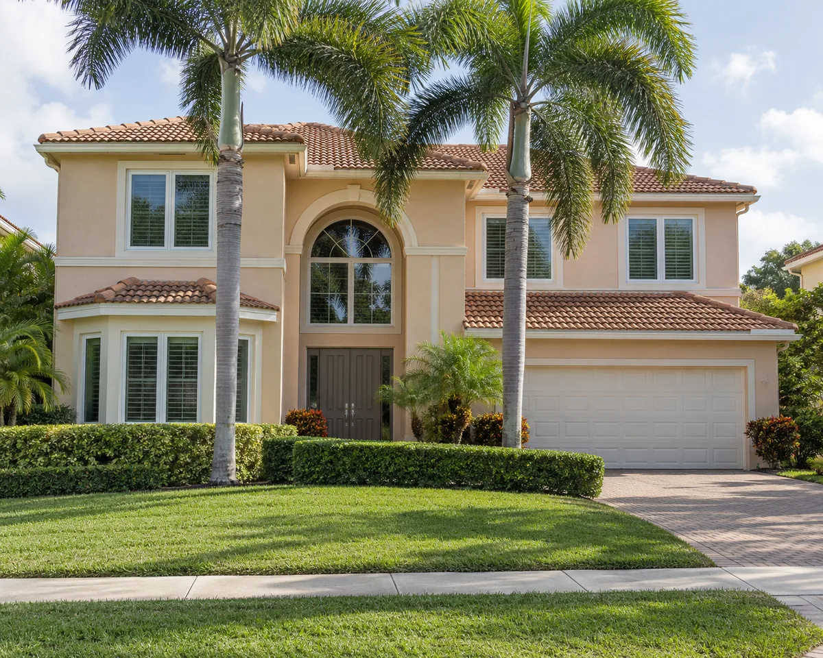 Home with white impact windows in Boca Raton, Florida