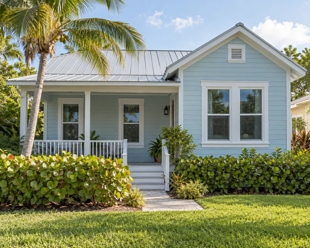 Home with white impact windows in Delray Beach, Florida