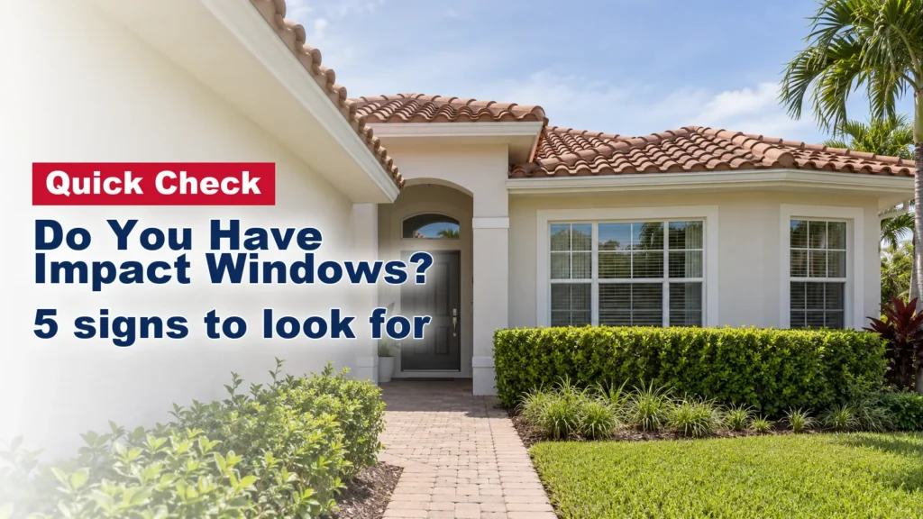 Front windows of a South Florida stucco home seen from the front walk