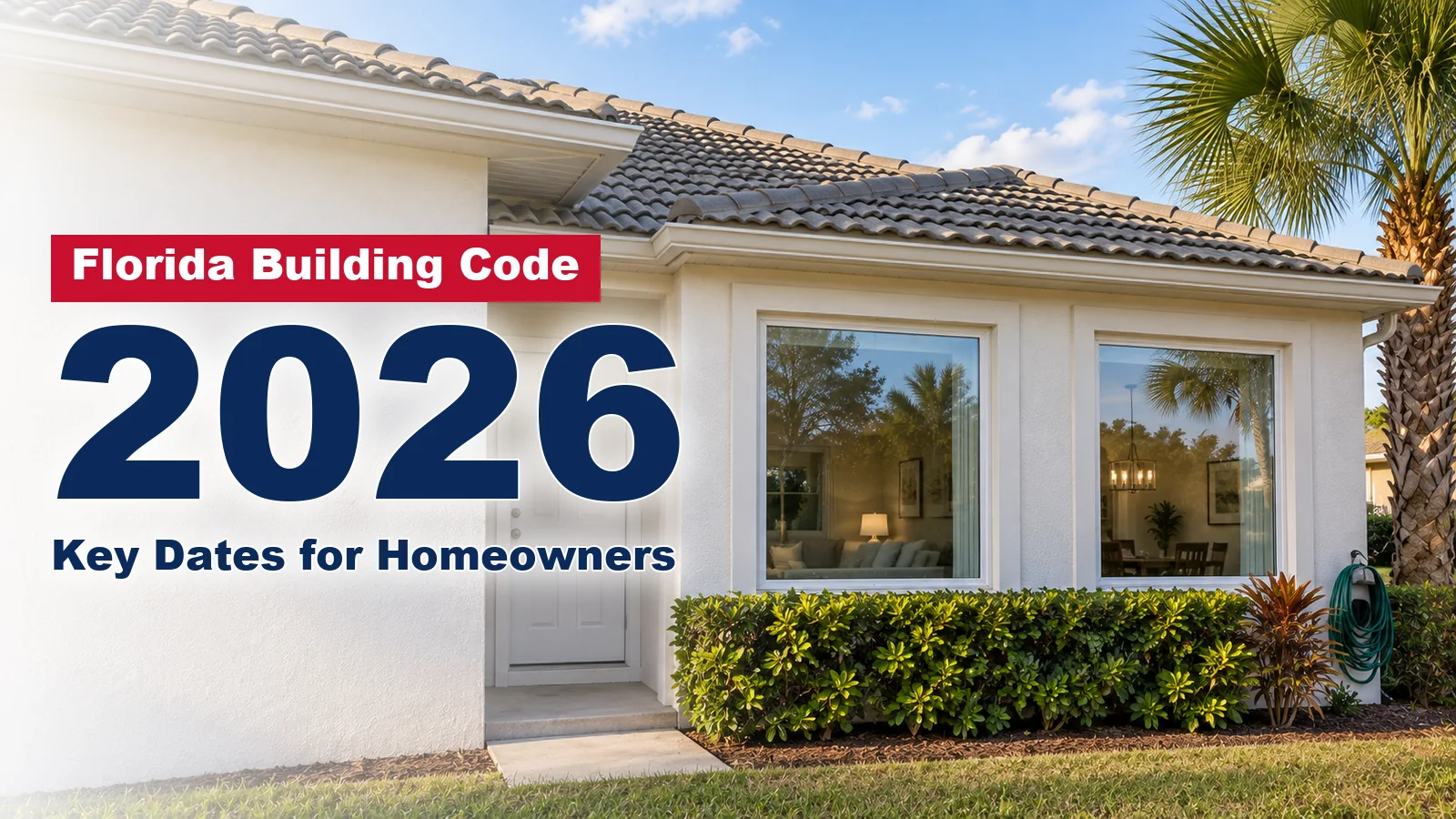 South Florida stucco home with new white impact windows