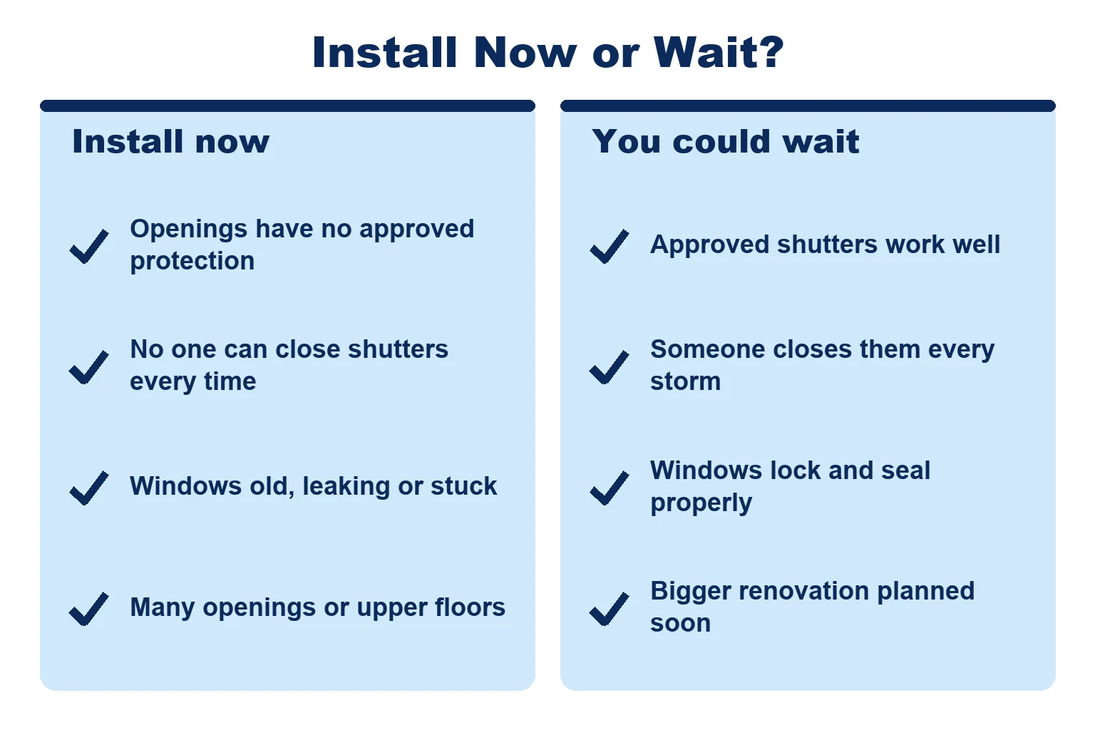 Checklist of when to install impact windows now and when you could wait