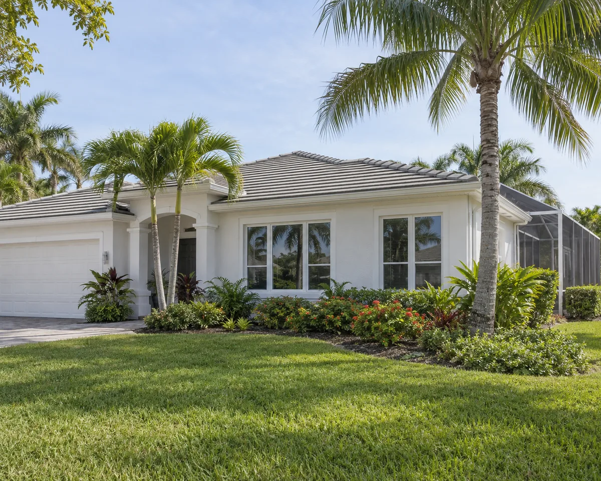 Home with white impact windows in Naples, Florida